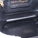 Salvatore Ferragamo Hand Bag Suede Black Gold Tone Auth SW2667V-15