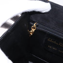 Salvatore Ferragamo Hand Bag Suede Black Gold Tone Auth SW2667V-18