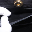 Salvatore Ferragamo Hand Bag Suede Black Gold Tone Auth SW2667V-19