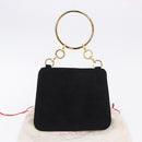 Salvatore Ferragamo Hand Bag Suede Black Gold Tone Auth SW2667V-21