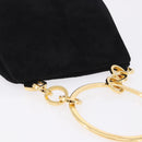 Salvatore Ferragamo Hand Bag Suede Black Gold Tone Auth SW2667V-6