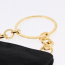 Salvatore Ferragamo Hand Bag Suede Black Gold Tone Auth SW2667V-8