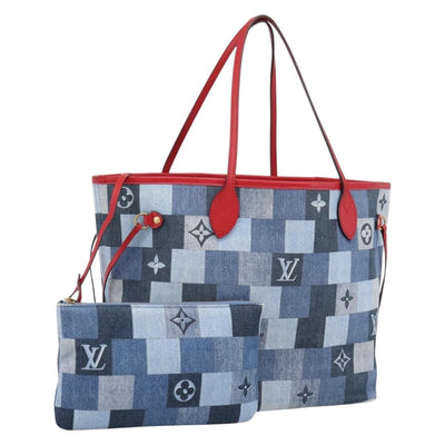 LOUIS VUITTON Monogram Denim Neverfull MM Tote Bag Blue M44981 LV Auth SW2668SM