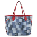 LOUIS VUITTON Monogram Denim Neverfull MM Tote Bag Blue M44981 LV Auth SW2668SM-13