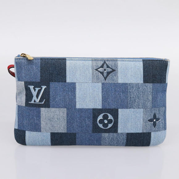 LOUIS VUITTON Monogram Denim Neverfull MM Tote Bag Blue M44981 LV Auth SW2668SM