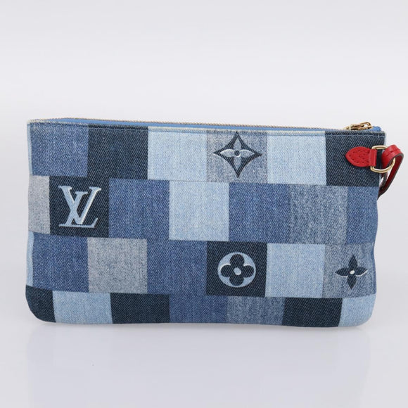 LOUIS VUITTON Monogram Denim Neverfull MM Tote Bag Blue M44981 LV Auth SW2668SM