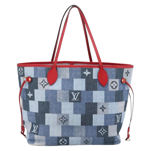 LOUIS VUITTON Monogram Denim Neverfull MM Tote Bag Blue M44981 LV Auth SW2668SM