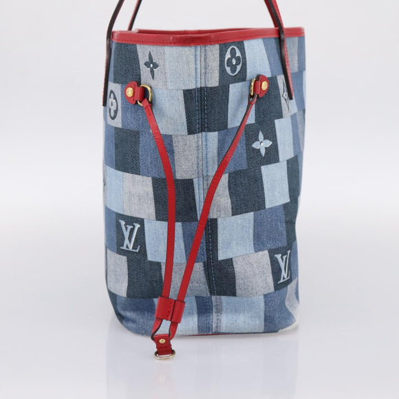 LOUIS VUITTON Monogram Denim Neverfull MM Tote Bag Blue M44981 LV Auth SW2668SM