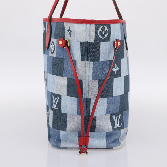 LOUIS VUITTON Monogram Denim Neverfull MM Tote Bag Blue M44981 LV Auth SW2668SM