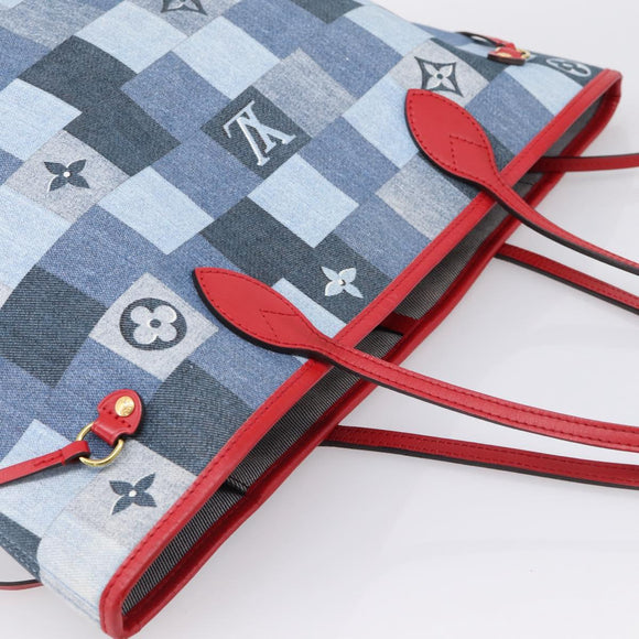 LOUIS VUITTON Monogram Denim Neverfull MM Tote Bag Blue M44981 LV Auth SW2668SM