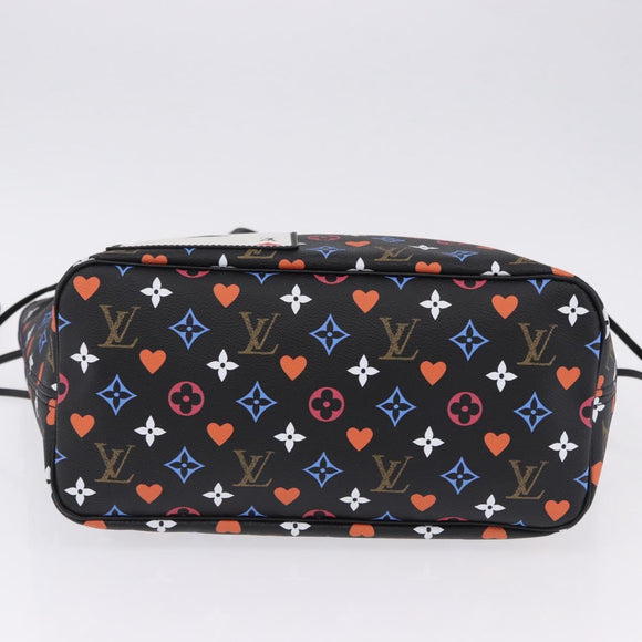 LOUIS VUITTON Monogram Game On Neverfull MM Tote Bag Black M57483 Auth SW2669SM