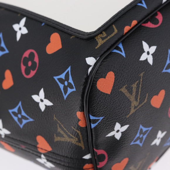 LOUIS VUITTON Monogram Game On Neverfull MM Tote Bag Black M57483 Auth SW2669SM