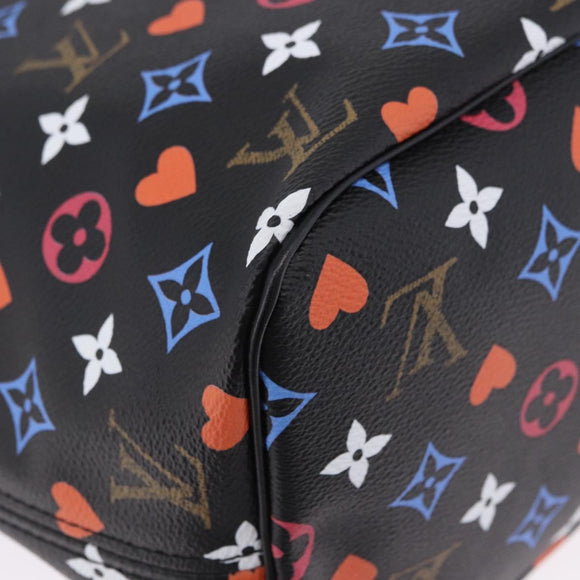 LOUIS VUITTON Monogram Game On Neverfull MM Tote Bag Black M57483 Auth SW2669SM