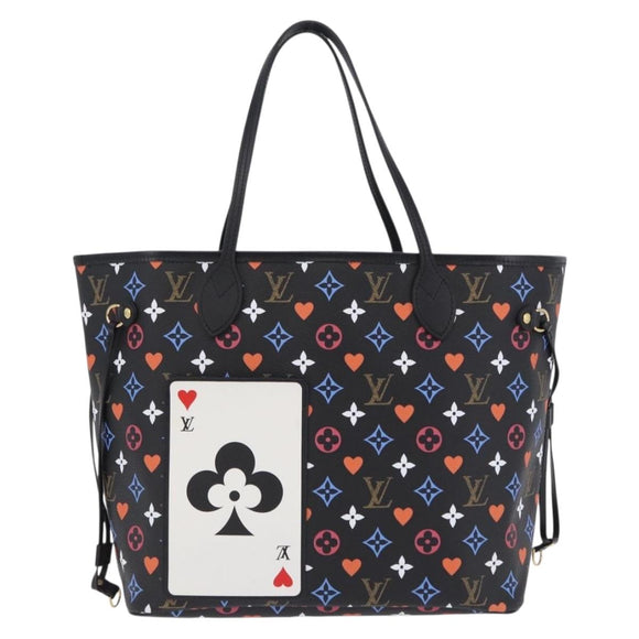 LOUIS VUITTON Monogram Game On Neverfull MM Tote Bag Black M57483 Auth SW2669SM