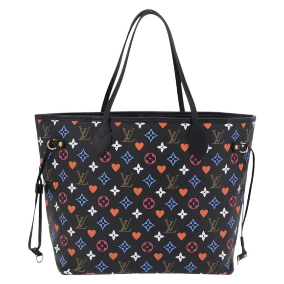 LOUIS VUITTON Monogram Game On Neverfull MM Tote Bag Black M57483 Auth SW2669SM