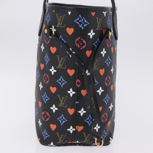 LOUIS VUITTON Monogram Game On Neverfull MM Tote Bag Black M57483 Auth SW2669SM