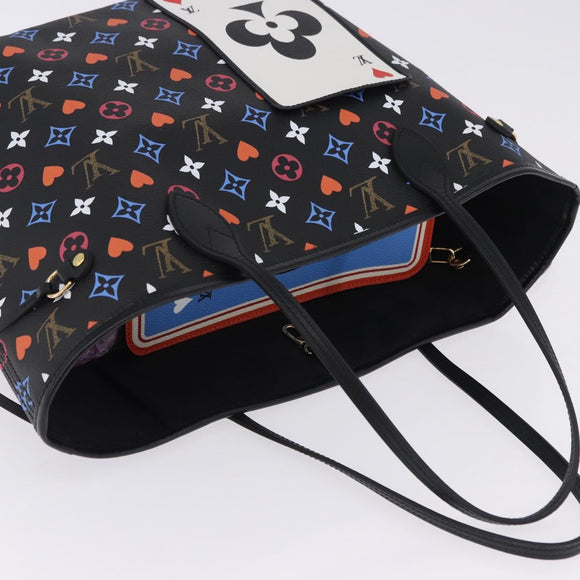 LOUIS VUITTON Monogram Game On Neverfull MM Tote Bag Black M57483 Auth SW2669SM