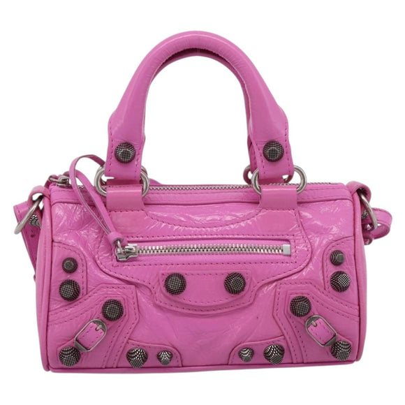 BALENCIAGA Le Cagole Nano Duffel Bag Leather 2way Pink 792599 Auth SW2670SAM