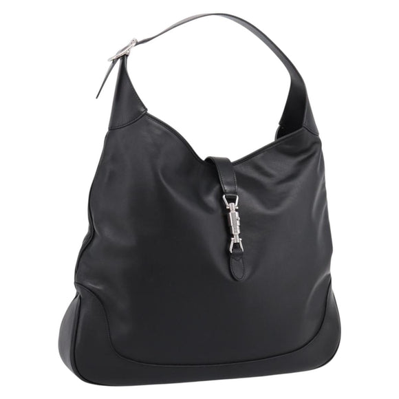 GUCCI Jackie Shoulder Bag Leather 2way Black Silver 764202 Auth SW2671SAM