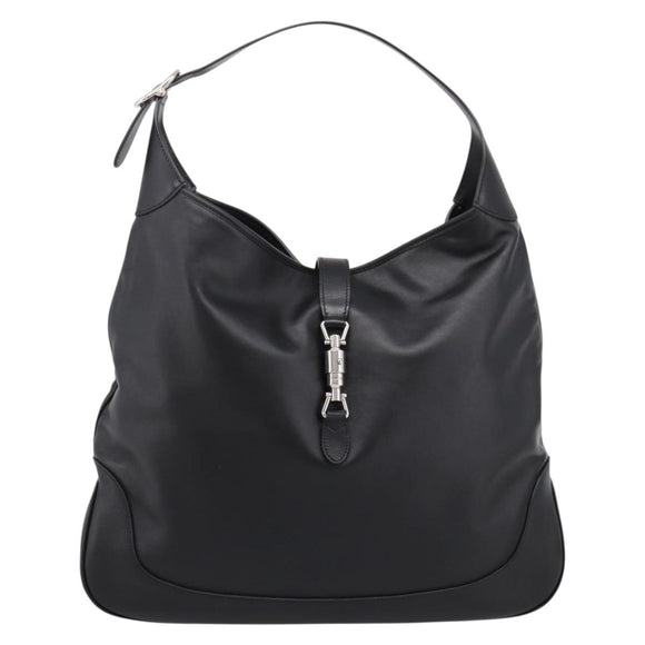 GUCCI Jackie Shoulder Bag Leather 2way Black Silver 764202 Auth SW2671SAM
