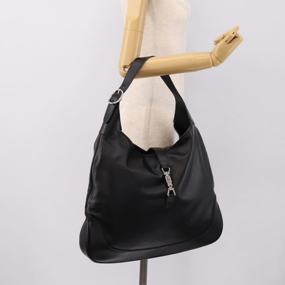 GUCCI Jackie Shoulder Bag Leather 2way Black Silver 764202 Auth SW2671SAM