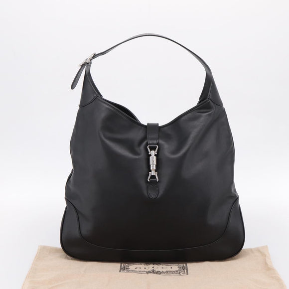 GUCCI Jackie Shoulder Bag Leather 2way Black Silver 764202 Auth SW2671SAM