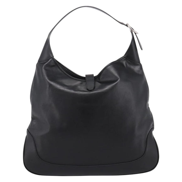 GUCCI Jackie Shoulder Bag Leather 2way Black Silver 764202 Auth SW2671SAM