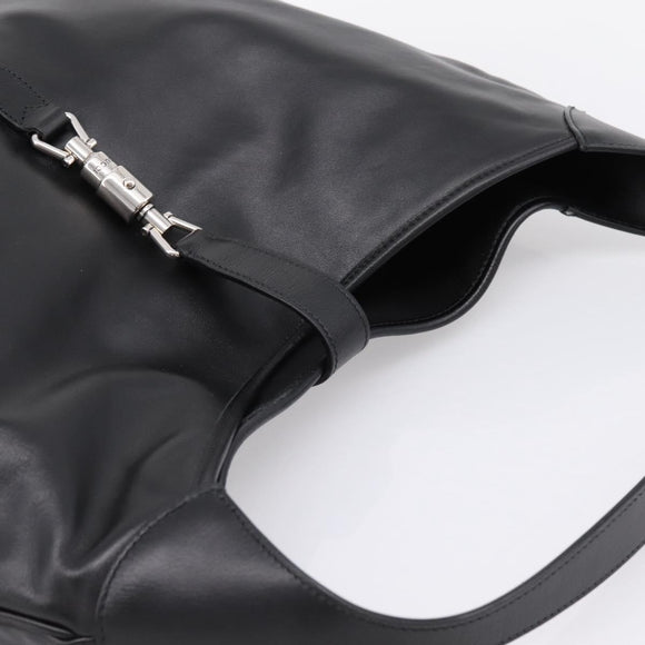 GUCCI Jackie Shoulder Bag Leather 2way Black Silver 764202 Auth SW2671SAM