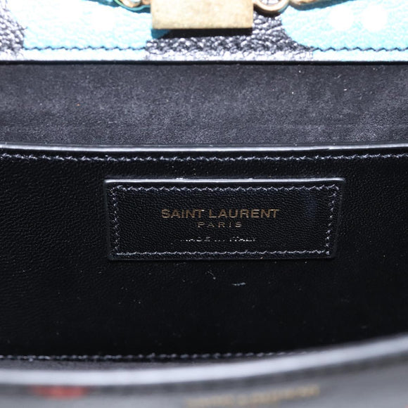 SAINT LAURENT Chain Betty Shoulder Bag Leather Black Gold Tone Auth SW2673SAM