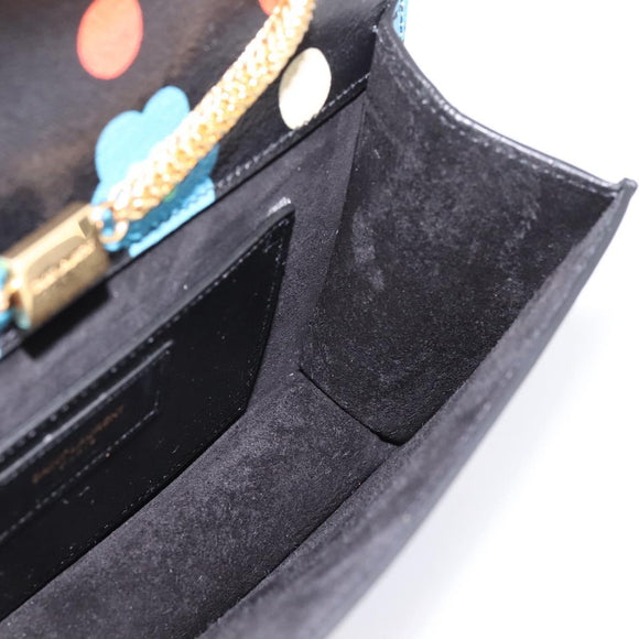 SAINT LAURENT Chain Betty Shoulder Bag Leather Black Gold Tone Auth SW2673SAM