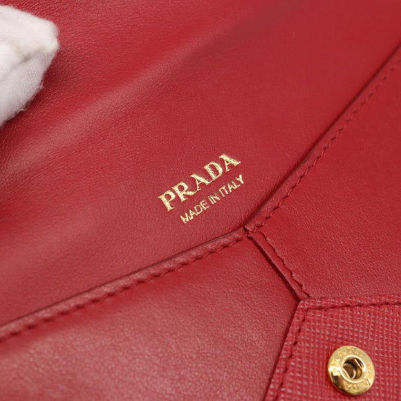 PRADA Chain Wallet Pouch Safifano Red Gold Tone Auth SW2674V