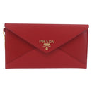 PRADA Chain Wallet Pouch Safifano Red Gold Tone Auth SW2674V-13