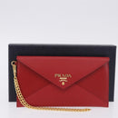 PRADA Chain Wallet Pouch Safifano Red Gold Tone Auth SW2674V-12