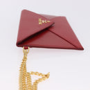 PRADA Chain Wallet Pouch Safifano Red Gold Tone Auth SW2674V-4