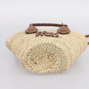 Miu Miu Woven Fabric Hand Bag Raffia 2way Beige Gold Auth SW2677SAM-5