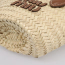 Miu Miu Woven Fabric Hand Bag Raffia 2way Beige Gold Auth SW2677SAM-16
