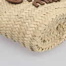 Miu Miu Woven Fabric Hand Bag Raffia 2way Beige Gold Auth SW2677SAM-17