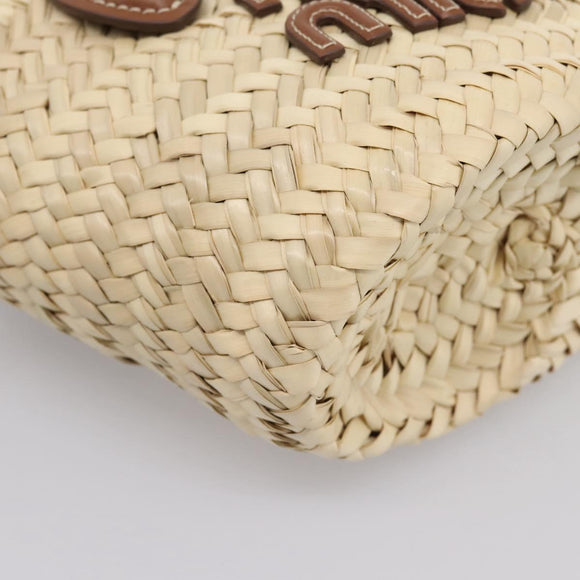 Miu Miu Woven Fabric Hand Bag Raffia 2way Beige Gold Auth SW2677SAM