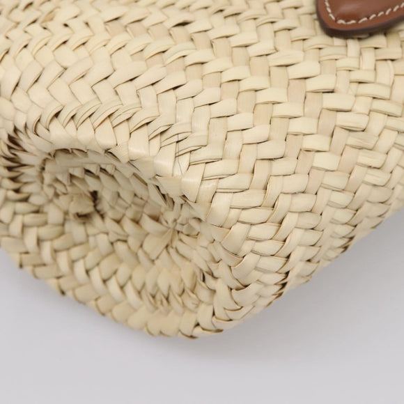 Miu Miu Woven Fabric Hand Bag Raffia 2way Beige Gold Auth SW2677SAM