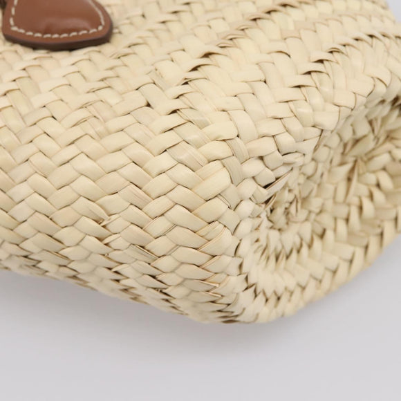 Miu Miu Woven Fabric Hand Bag Raffia 2way Beige Gold Auth SW2677SAM