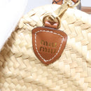 Miu Miu Woven Fabric Hand Bag Raffia 2way Beige Gold Auth SW2677SAM-9