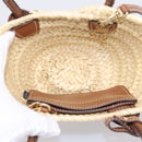 Miu Miu Woven Fabric Hand Bag Raffia 2way Beige Gold Auth SW2677SAM-11