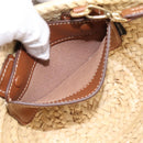 Miu Miu Woven Fabric Hand Bag Raffia 2way Beige Gold Auth SW2677SAM-22