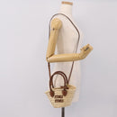 Miu Miu Woven Fabric Hand Bag Raffia 2way Beige Gold Auth SW2677SAM-23