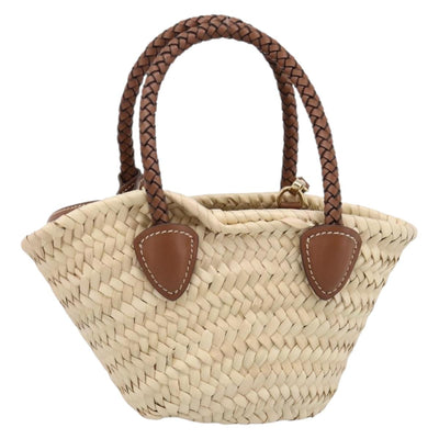 Miu Miu Woven Fabric Hand Bag Raffia 2way Beige Gold Auth SW2677SAM - 0