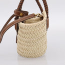 Miu Miu Woven Fabric Hand Bag Raffia 2way Beige Gold Auth SW2677SAM-4