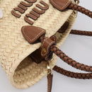 Miu Miu Woven Fabric Hand Bag Raffia 2way Beige Gold Auth SW2677SAM-6