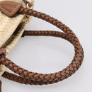 Miu Miu Woven Fabric Hand Bag Raffia 2way Beige Gold Auth SW2677SAM-7