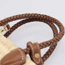 Miu Miu Woven Fabric Hand Bag Raffia 2way Beige Gold Auth SW2677SAM-14