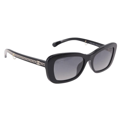 CHANEL COCO Mark Chain Rectangle Shape Sunglasses plastic CC Auth SW2687SAM